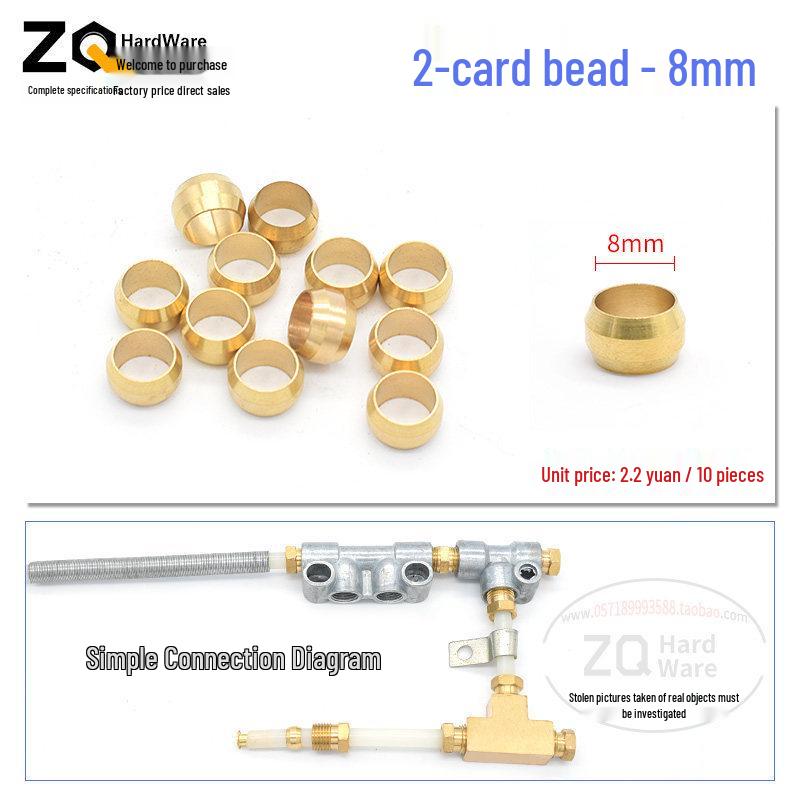 Oil Circuit Distributor Set: Nylon Tube, Copper Double-Ended Plug, Bushing, Inner Snap Ring (810x1 to 1/4), 68mm.