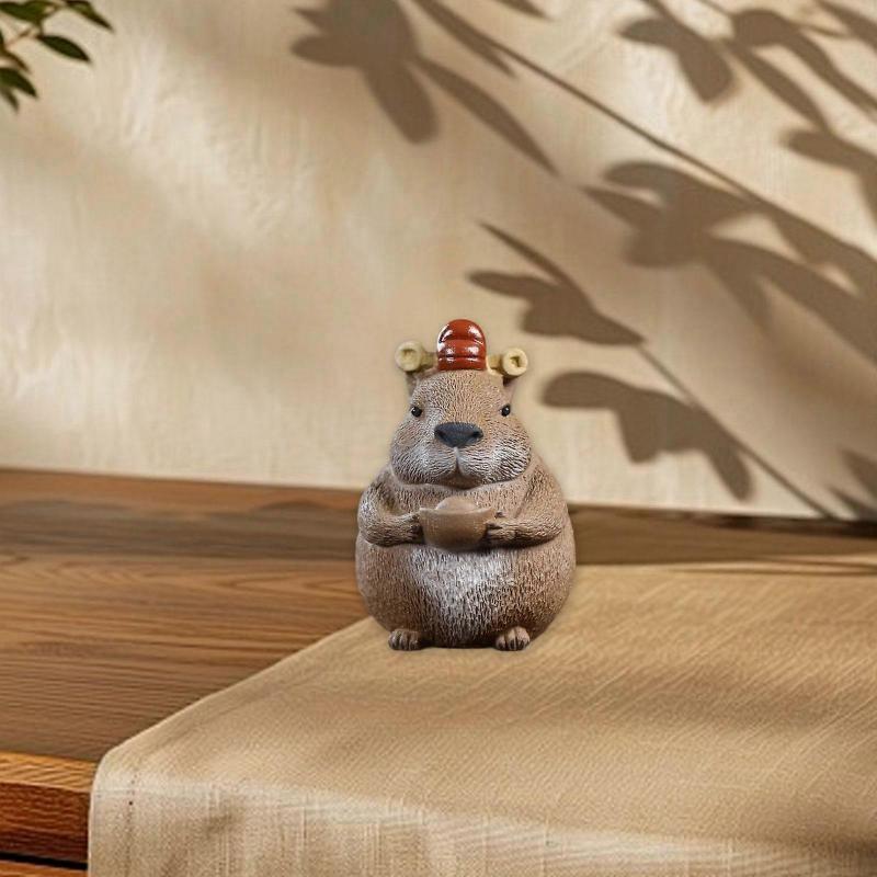Capybara Figurine Animal Statue Tea Pet for Desk Bookshelf Living Room
