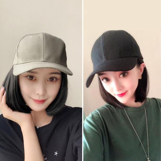 Бейсбольная шляпа, короткий прямой парик, натуральное термостойкое высокотемпературное волокно, коричневая, черная шляпа из синтетических волос для девочек