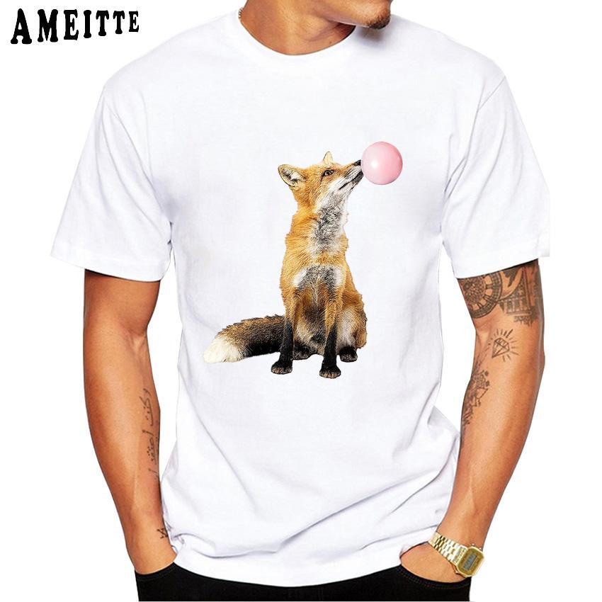 Summer Fashion Men Short Sleeve Funny With Bubble Gum Blowing Bubble Photographic Print T
