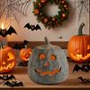Hollow Pumpkin Ornament Halloween Jack O' Lantern Fall Decor Farmhouse Table Centerpiece for Home Festival Porch Mantel Room Decoration