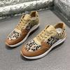 Fashion Women's Fashion Thick Sole Single Shoes Autumn New Round Head Matching Color Lace-up Leopard Print Soft Sole Sneakers