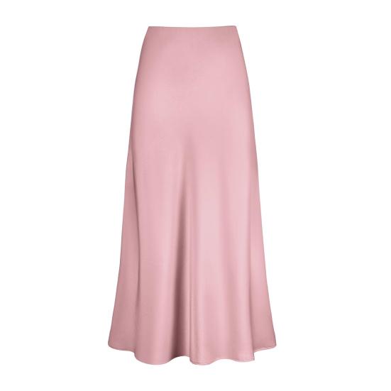 Women Elegant Faux Silk Satin Skirt High Waist Fishtail Skirt A-Line Solid Color Glossy Office