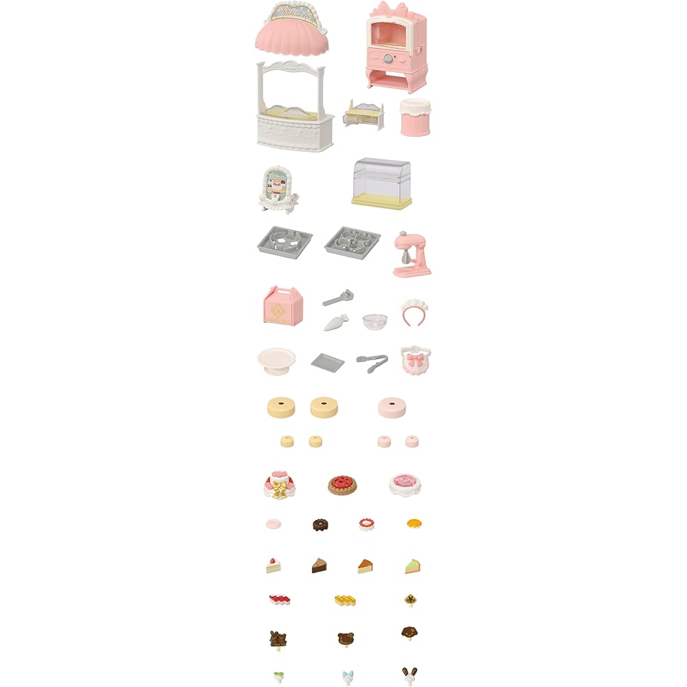 Sylvanian Families Sweet Patisserie Furniture Set for Dollhouse Ages 3+ Toy with ST Mark Certification