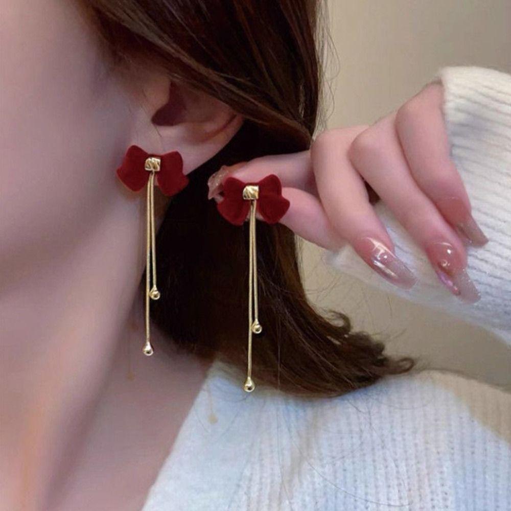 Tassel Dangle Earrings Pearl Korean Style Earrings Simple Sweet Jewelry Girls