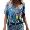 3D Art Print Tops Свободные футболки с коротким рукавом Летняя уличная мода Повседневные свободные женские футболки с V-образным вырезом Женская одежда