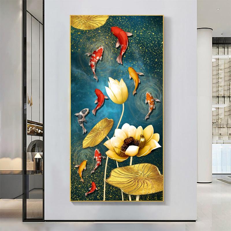 Картины с рыбками кои, современные постеры с животными, печать на холсте, абстрактные настенные художественные картины Куадрос для гостиной, домашний декор, БЕЗ РАМКИ
