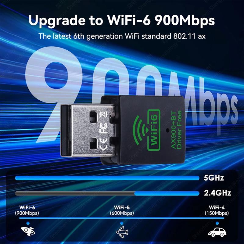 1 шт. USB Wi-Fi BT приемник 2,4 ГГц / 5 ГГц USB Wi-Fi донгл для настольного компьютера 900 Мбит/с Bluetooth беспроводной Wi-Fi адаптер