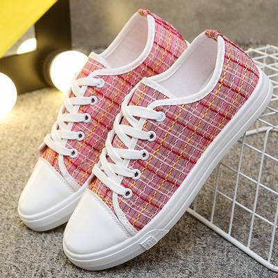 Новые летние трендовые парусиновые туфли, женские модные повседневные женские кроссовки, разноцветные туфли на шнуровке с круглым носком для женщин на плоской подошве