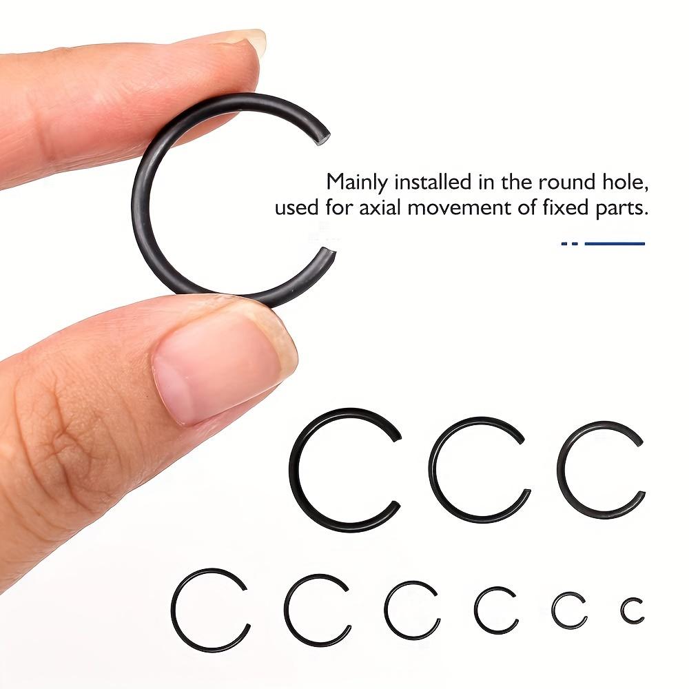 300pcs Metric 7mm To 30mm Round Wire C-Clips Internal Snap Rings Assortment Kit;Round Wire Snap Rings for Hole(Black-Finished Steel)