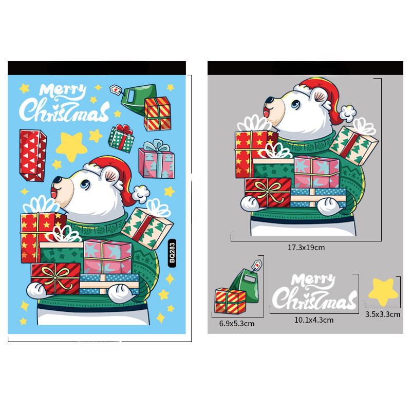 Christmas Decoration Window Stickers Cartoon Elk Santa Claus Snowman Xmas Mirror Stickers Merry Christma Sticker New Year