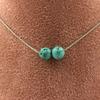 Stones and Minerals. Necklace 2 Beads Howlite Turquoise 8 Mm Stainless Steel Chain Necklace Women, Men. Custom Size