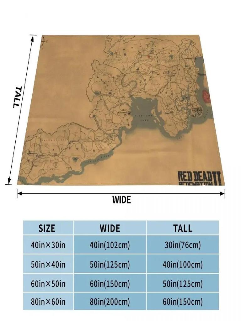 Red Dead Redemption  Map Poster  RDR Wall Decor Throw Blanket for Sofa  Kids Blanket  Gaming Room Decor
