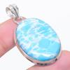 Natural Larimar Gemstone Handmade 925 Sterling Silver Jewelry Pendant 1.85" J3r10