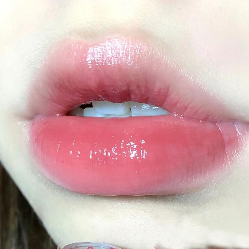 HER ORANGE~Ice Tea Fruit Sense Mirror Lip Glaze Long-lasting Not Easy To Fall Off Into A Transparent Round Tube Glass Lip Gloss Female
