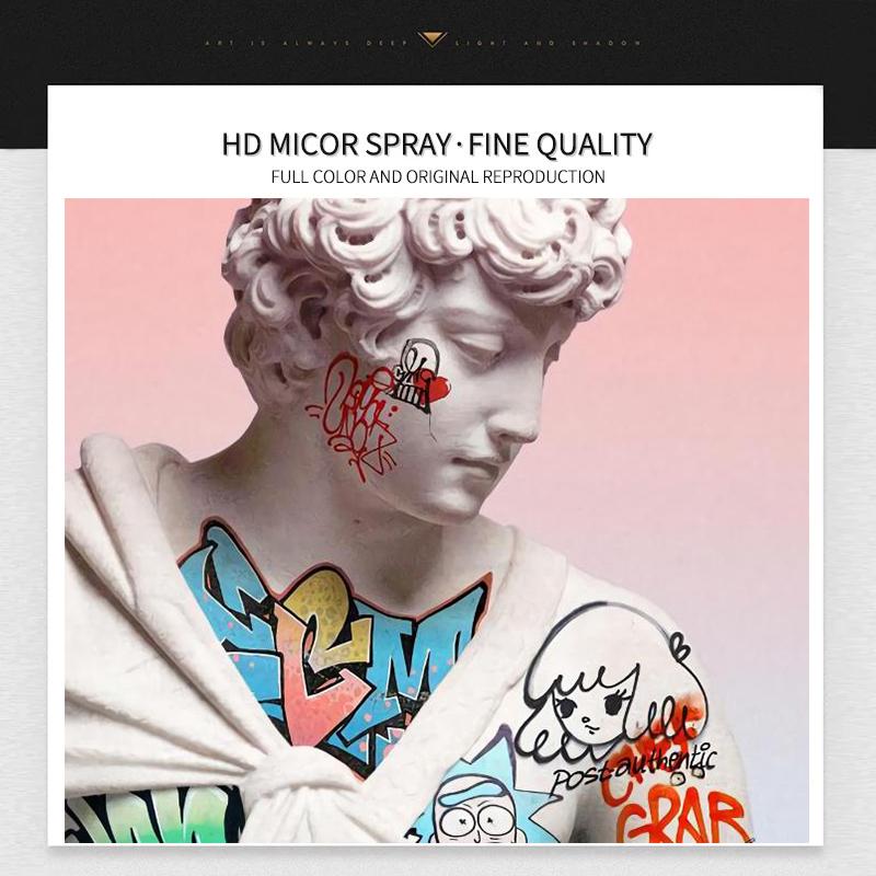 Настенная скульптура головы Давида, холст, картина, Скульптура Давида, граффити, художественный постер и принт для гостиной, домашний декор, фотографии