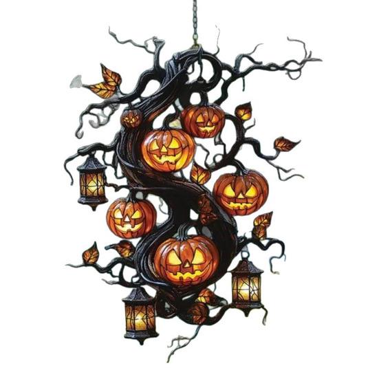Подвеска на Хэллоуин, расписанная вручную витражная оконная подвеска со шнурком, легко подвешивается, ловушка для солнца, украшение для внутреннего окна