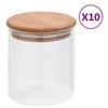 Glass Storage Jars - 10 Pcs - Bamboo Lid - 600 Ml - Transparent