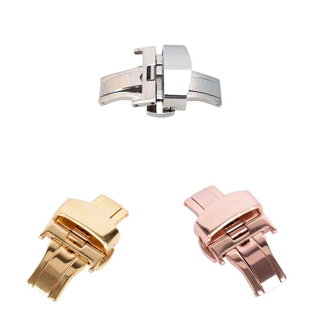 Премиальная застежка для часов из нержавеющей стали золотого цвета, бабочка, высокополированная отделка