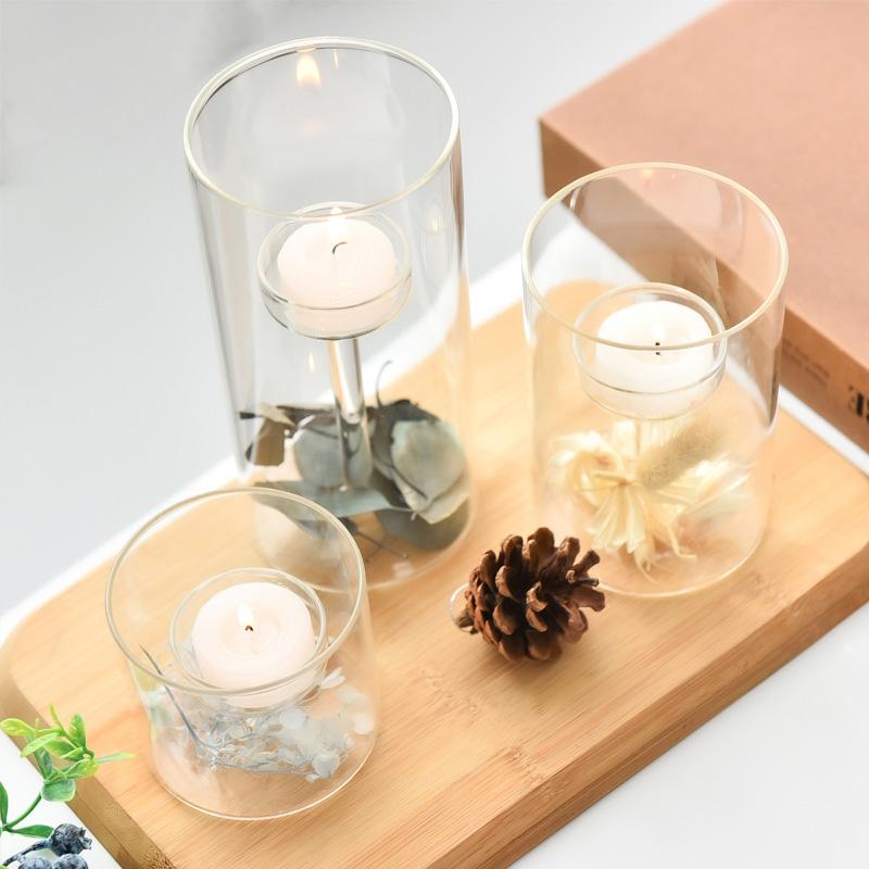 1Pc European-styleins Candlestick Light Stand Wedding Decoration Candle Holder Clear Glass