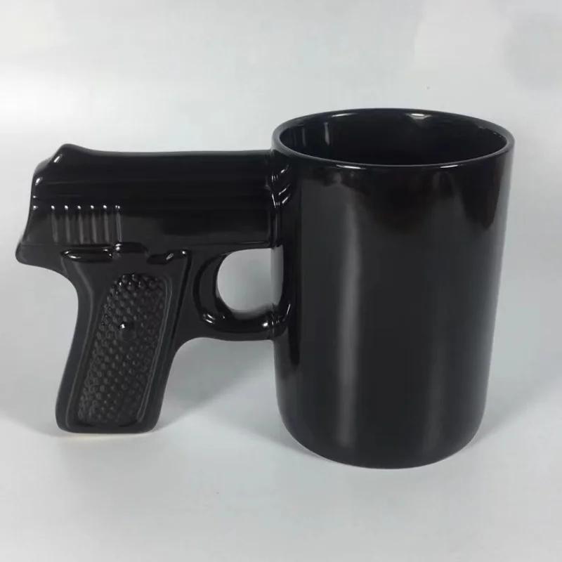 320 мл Кружка для кофе в виде пистолета с 3D рельефной ручкой в виде тонкой оболочки, креативные кружки-пистолеты, забавные идеи для подарков для любителей кофе