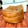 Square Hand-made Brown Leather Pouf for Home Decor/best Quality Genuine Goat Leather Puff