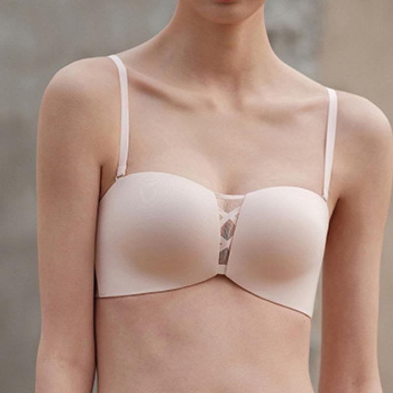 Нескользящее бюстье без бретелек, не оставляющее следов, сто толстых чашек в сборном бюстгальтере