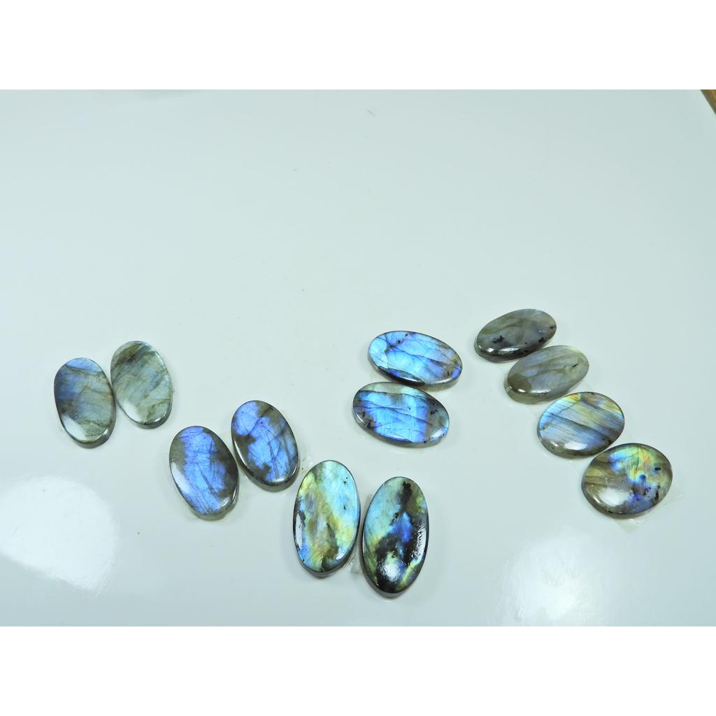Natural Blue Labradorite Matched Pair Oval Cabochon Loose Gemstone 6Pair Lot C-3375