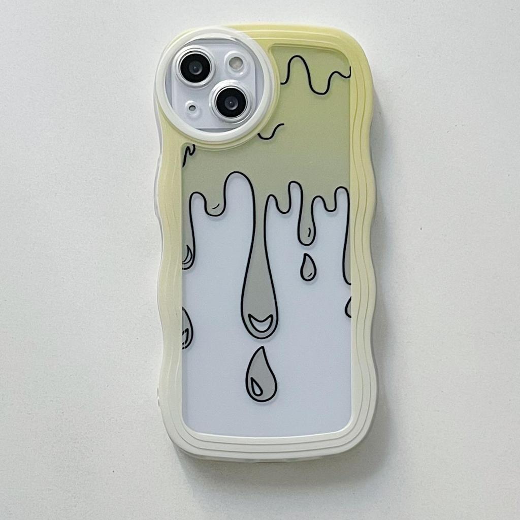 Transparent Wave Edge Painted Silicone Case for Samsung A54 A34 A24 Xiaomi Redmi Note 10 11 12 iPhone 15 14 13 11 Funda Water Droplets Cover Bumper