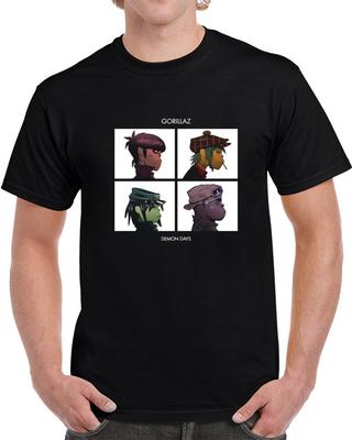 Demon Days Gorillaz 4 Футболка с мультяшными участниками
