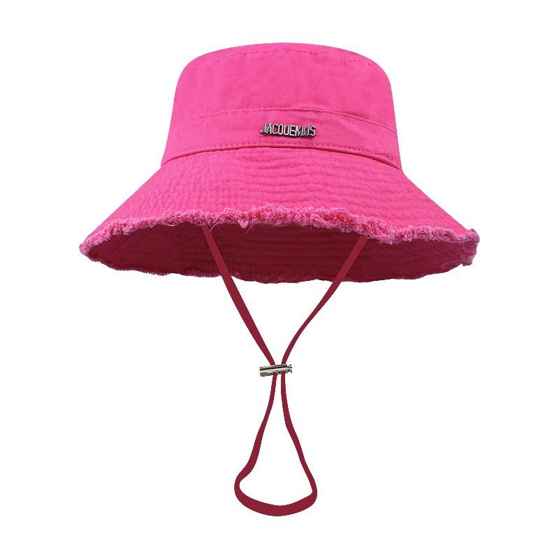 HyunA Style Colorful Spring Sun Hat: Large Brim Fisherman Hat with Fur-Edged Rope, Ideal for Vacation, Sun Protection & Street Photography.