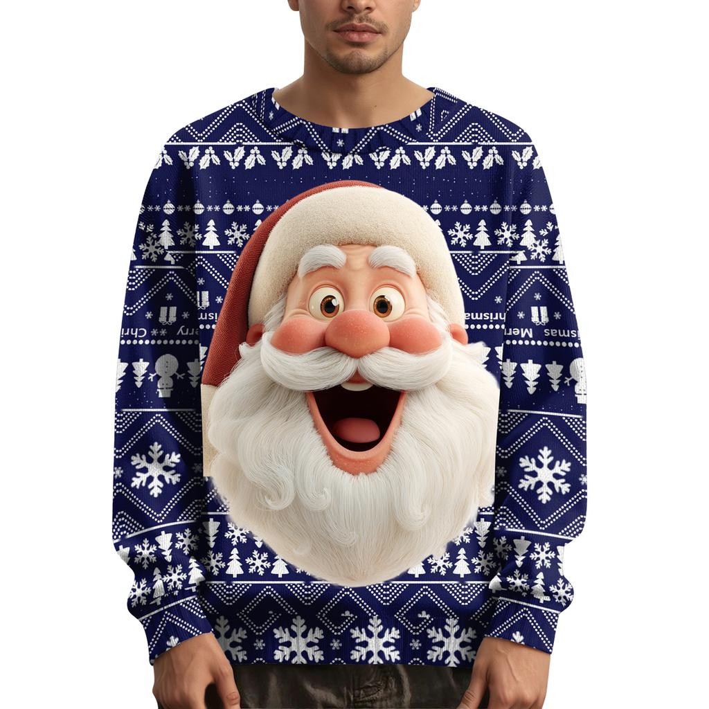 Мужской рождественский свитер с принтованным воротником