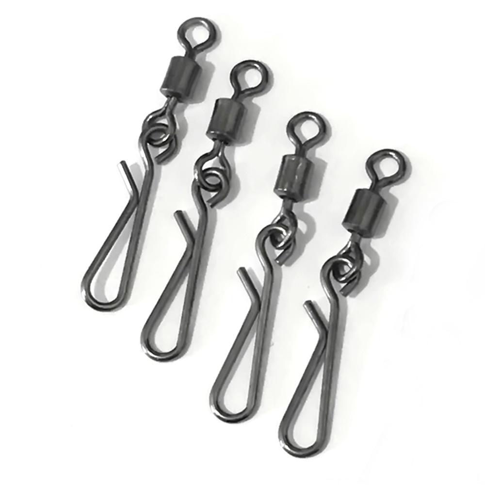 50Pcs Stainless Steel Fishing Swivels MS + QL Interlock Rolling Swivel with Hooked Snap Fish Hooks