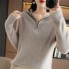 Fashionable Pullover Solid Color Top Korean Style Sweater for Women Autumn and Winter Knitted New Hooded Loose Sweatshirt Camel Color