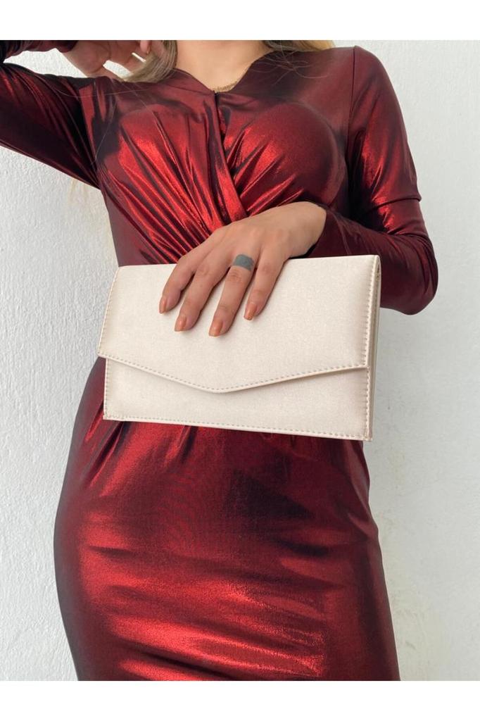 Women's Stylish and Useful Evening Dress Bag Satin Silver Evening Dress Bag Clutch Portfolio Strap Shoulder and Hand Bag 2023