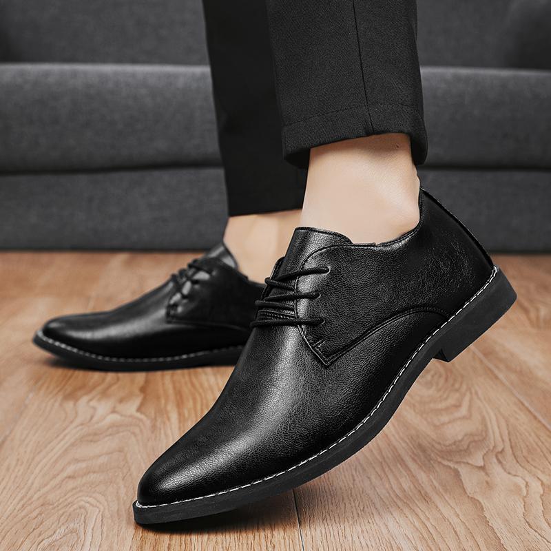 Shoes for Men Shoes Lace Up Oxfords Outdoor Leather Shoes Fashion Business Dress Shoe All-match Casual Wear-resistant Footwear