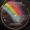 7inch Record JULIE COVINGTON - Don't Cry For Me Argentina MCA260 MCA Records 1976 UK Soundtracks & Musicals Used