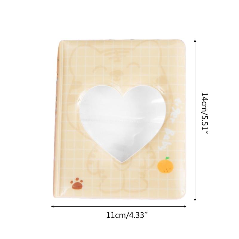 Фотоальбом Cartoon Bear 3'' 64 кармана Love Heart Hollow Kpop Card Binder Держатель для фотокарточек Карманы для удостоверений личности Подарочная книга с именами