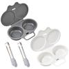 Dual Cup Microwave Egg Poacher Food Grade PP Non-Stick Steamer with Lid And Tongs Easy to Store Home Deco