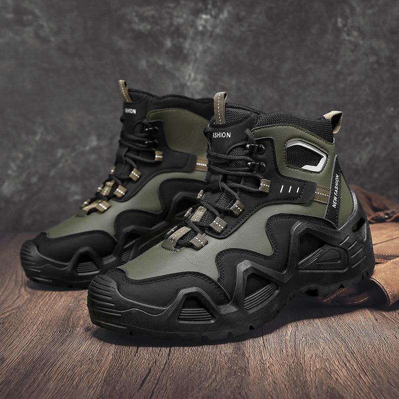 Большого размера уличная спортивная нескользящая обувь для путешествий износостойкая обувь для хайкинга мужская на толстой подошве средней высоты мужская обувь