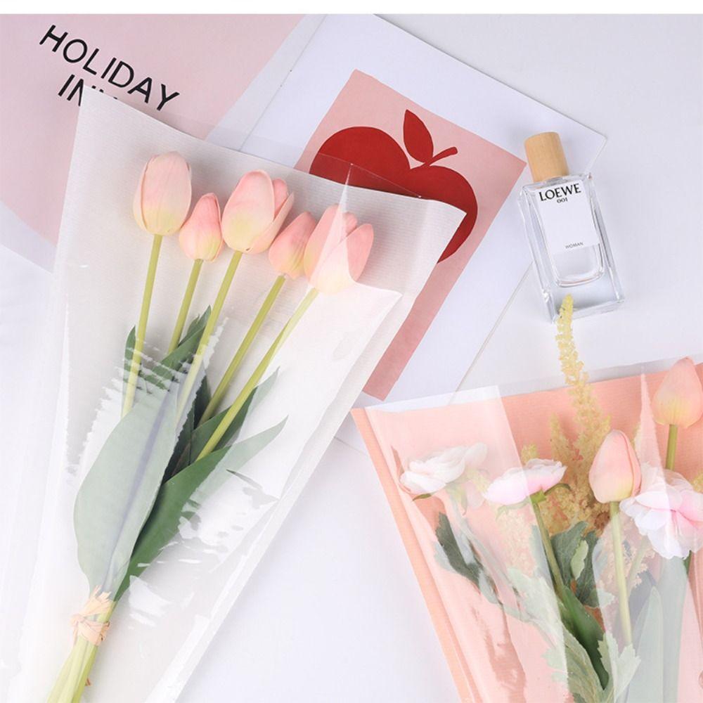 20/30PCS Transparent Bouquet Packing Bag Single Rose Flower Packaging Bag Valentine's Day