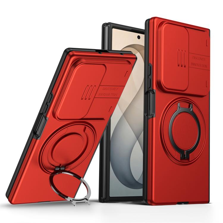 Camera Sliding Shield Magnetic Rotation Holder Phone Case