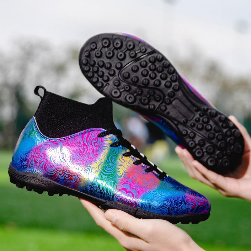 35-46 мужские/женские высокие эластичные носки футбольные бутсы резиновая мягкая подошва с короткими ногтями искусственный газон кожа молодежные детские футбольные бутсы
