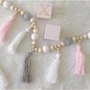 Nordic Style Wooden Wooden Bead Tassel Little Girl Baby Beaded Ornaments Wall Decoration Curtain