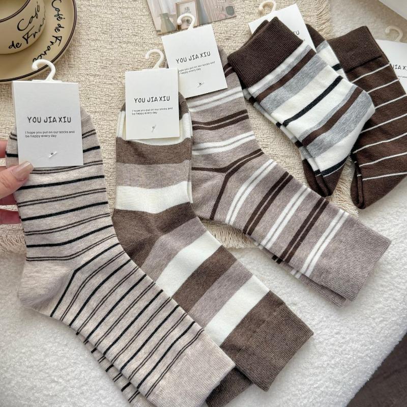 Women's Fall Fashion New All-purpose Striped Tube Cotton Socks