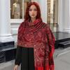 Luxury Winter Pashmina Scarf Women Red Paisley Embroidery Shawls Cashmere Chunky Stoles Lady Elegant Poncho Outdoor Bufanda