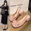 Fashion Hot Selling 2025 Heeled Sandals Women's Female Shoe Square Toe New Open Block Girls Bow Comfort Summer Low Closed Casual Sandal