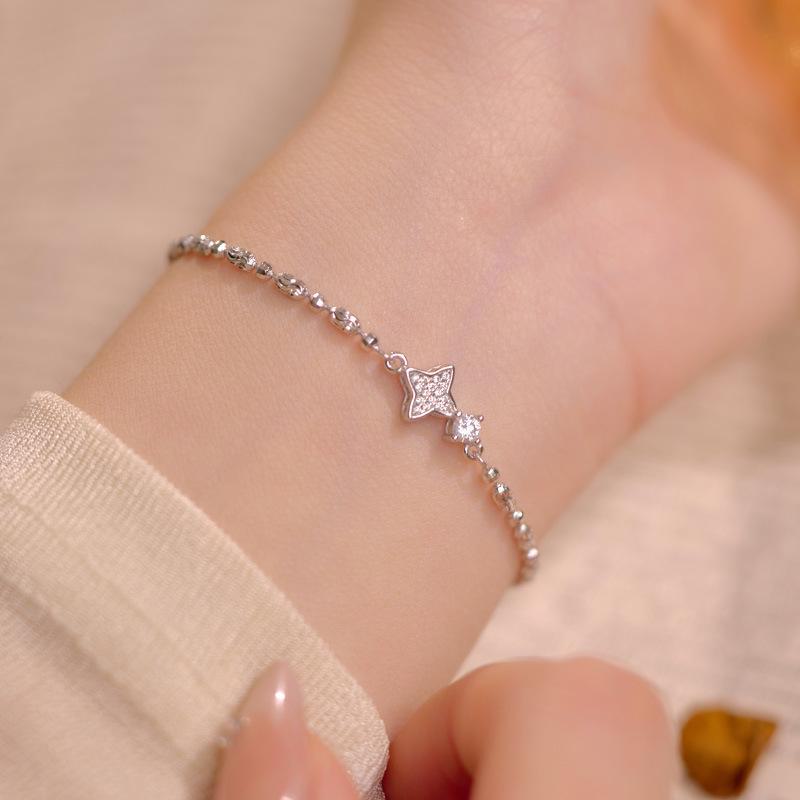 Браслет Banyan Tree из серебра 925 пробы с двухсторонней четырехконечной звездой - Изысканное женское украшение в корейском стиле высокого класса, подарок