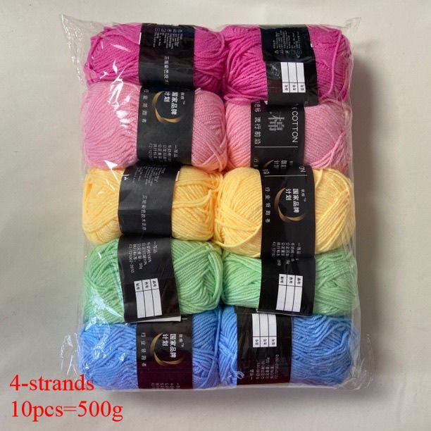 500 г/Лот 10 Клубков Пряжа из Хлопка Молочного Цвета Набор Рукоделие DIY Вязание Свитера Шарфа Крючком Комбинация Пряжи K… Еще