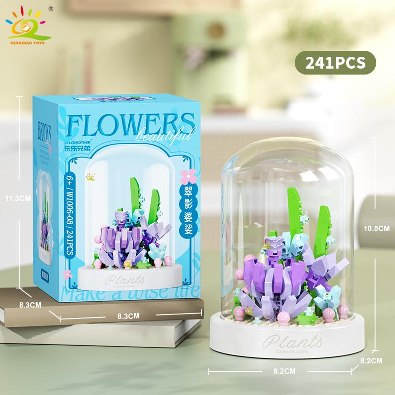 MOC Flower Display Box Micro Building Block MOC Mini Flower Mini Diamond Model Brick Toy for Children Desk Decoration